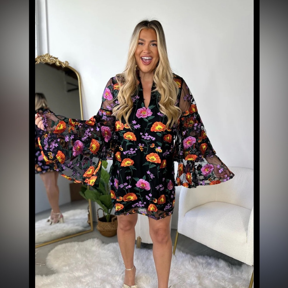 Buddy Love Gayle Black Floral Long Sleeve Dress